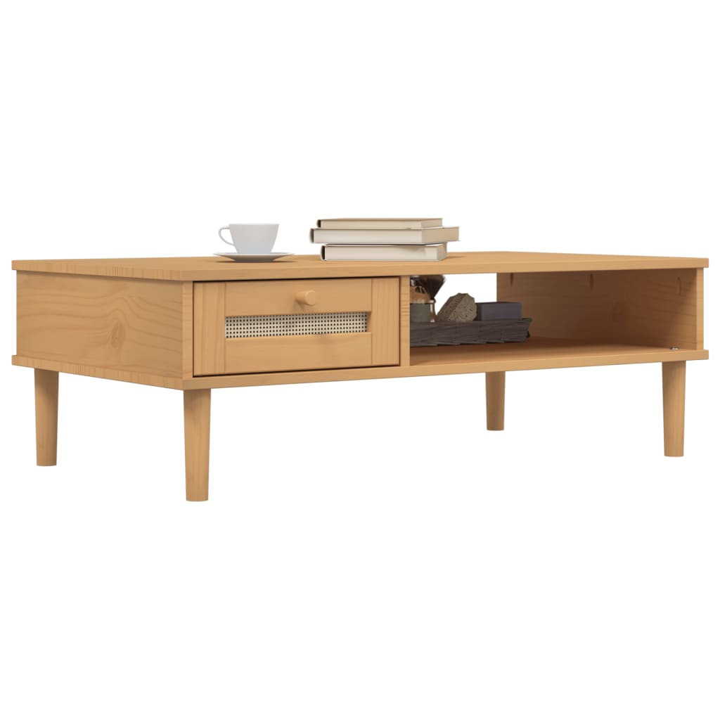 vidaXL Masă de cafea SENJA aspect ratan maro 100x55x33 cm lemn masiv vidaXL Masă de cafea SENJA aspect ratan maro 100x55x33 cm lemn masiv