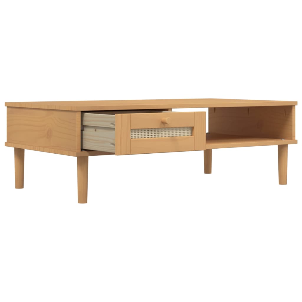 vidaXL Masă de cafea SENJA aspect ratan maro 100x55x33 cm lemn masiv vidaXL Masă de cafea SENJA aspect ratan maro 100x55x33 cm lemn masiv