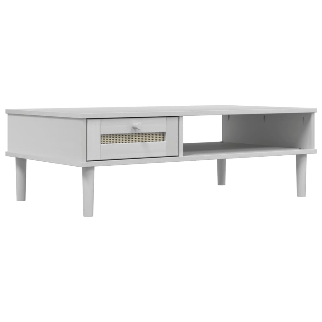 vidaXL Masă de cafea SENJA aspect ratan alb 100x55x33 cm lemn masiv vidaXL Masă de cafea SENJA aspect ratan alb 100x55x33 cm lemn masiv