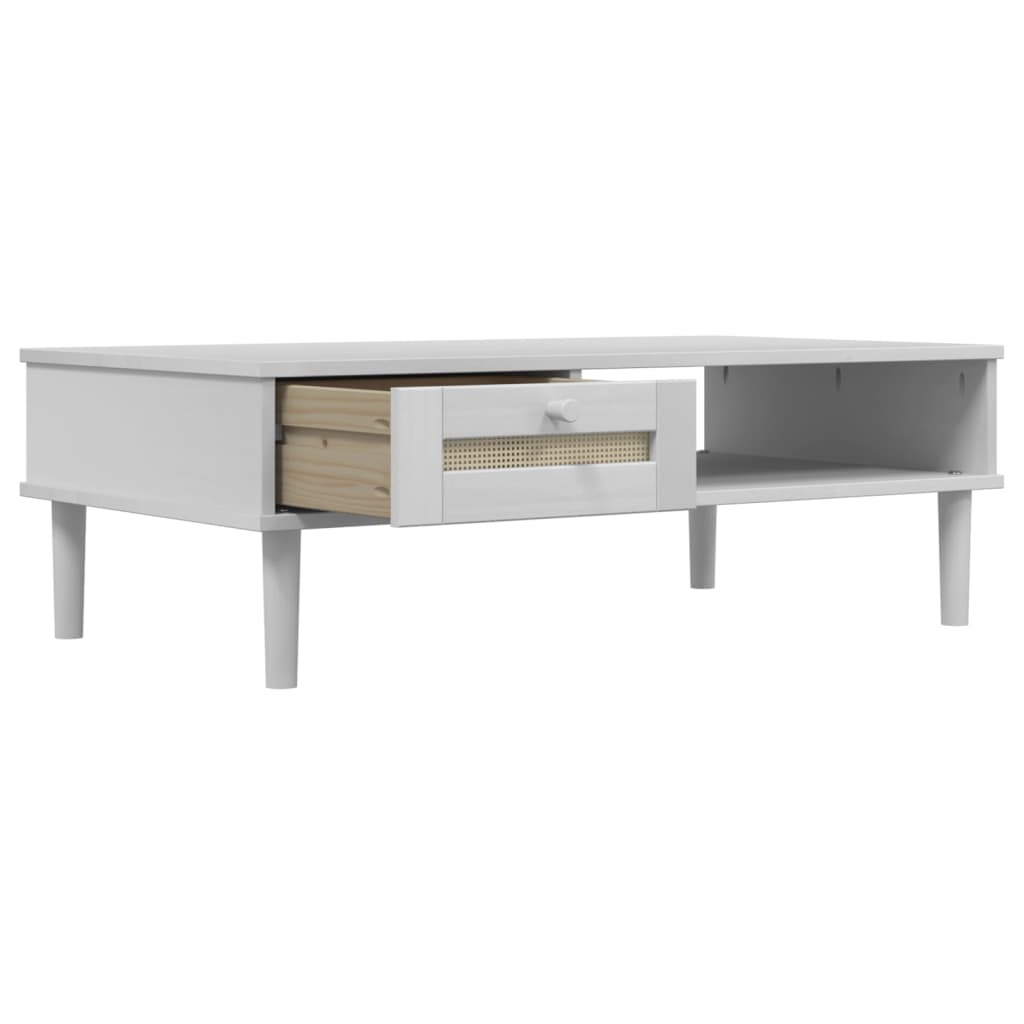 vidaXL Masă de cafea SENJA aspect ratan alb 100x55x33 cm lemn masiv vidaXL Masă de cafea SENJA aspect ratan alb 100x55x33 cm lemn masiv
