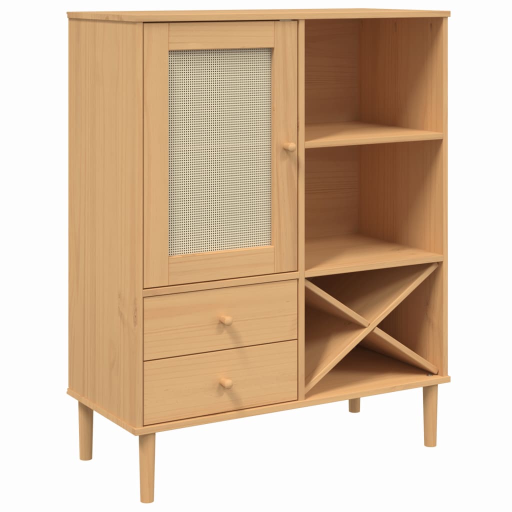 vidaXL Dulap înalt SENJA aspect ratan maro, 90x40x112cm vidaXL Dulap înalt SENJA aspect ratan maro, 90x40x112cm