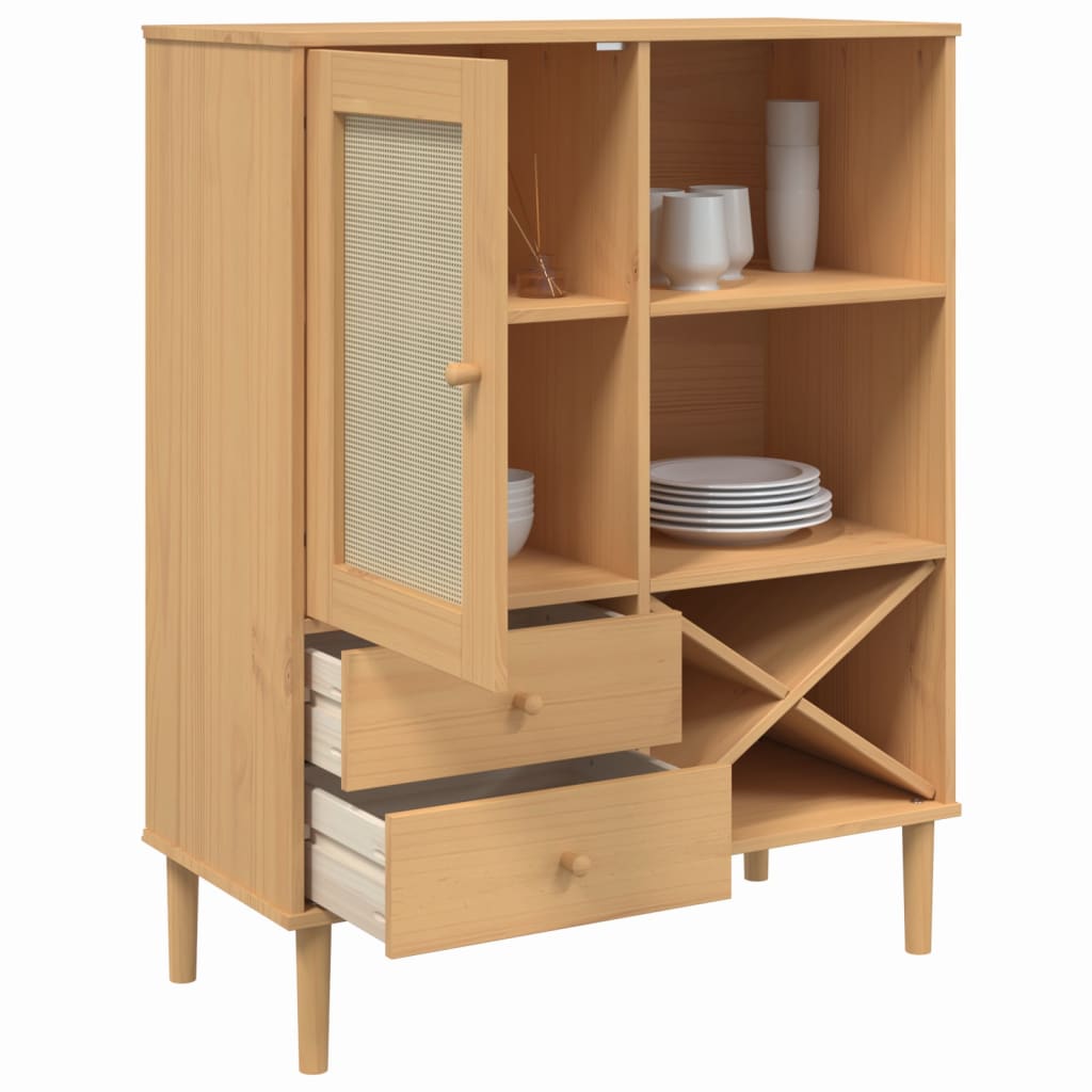 vidaXL Dulap înalt SENJA aspect ratan maro, 90x40x112cm vidaXL Dulap înalt SENJA aspect ratan maro, 90x40x112cm