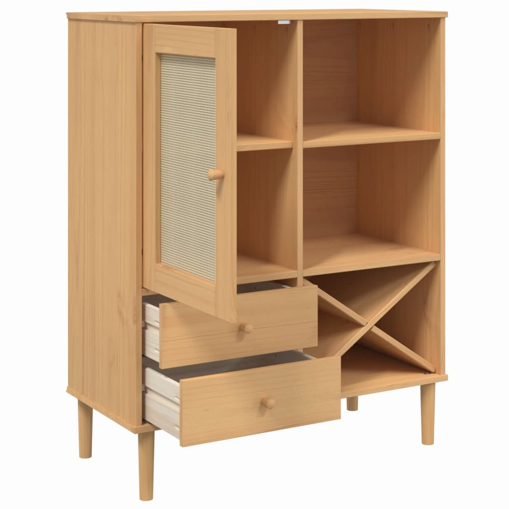 vidaXL Dulap înalt SENJA aspect ratan maro, 90x40x112cm vidaXL Dulap înalt SENJA aspect ratan maro, 90x40x112cm