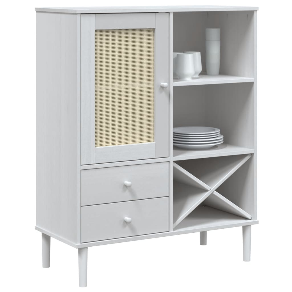 vidaXL Dulap înalt SENJA aspect ratan alb, 90x40x112cm, lemn masiv pin vidaXL Dulap înalt SENJA aspect ratan alb, 90x40x112cm, lemn masiv pin