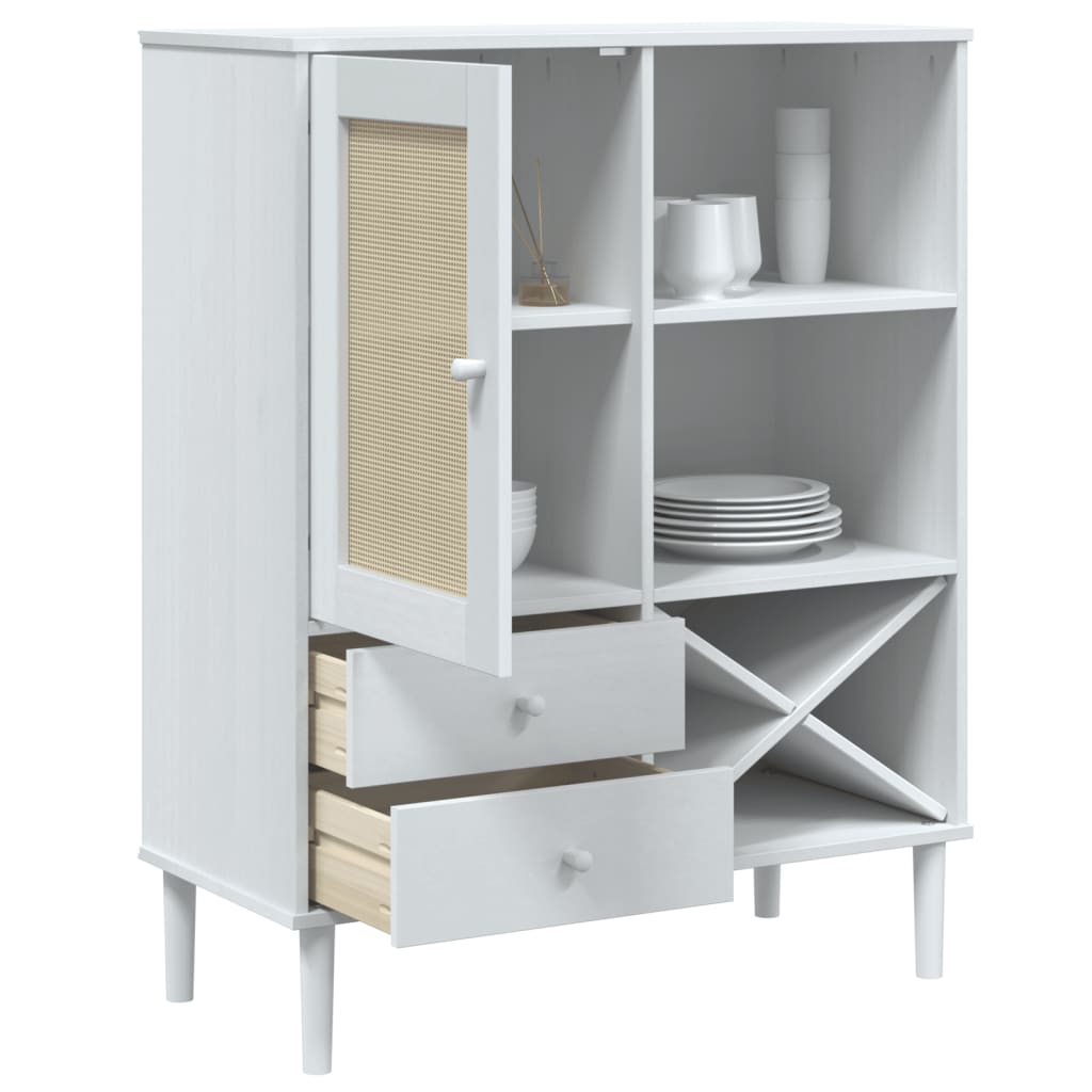 vidaXL Dulap înalt SENJA aspect ratan alb, 90x40x112cm, lemn masiv pin vidaXL Dulap înalt SENJA aspect ratan alb, 90x40x112cm, lemn masiv pin