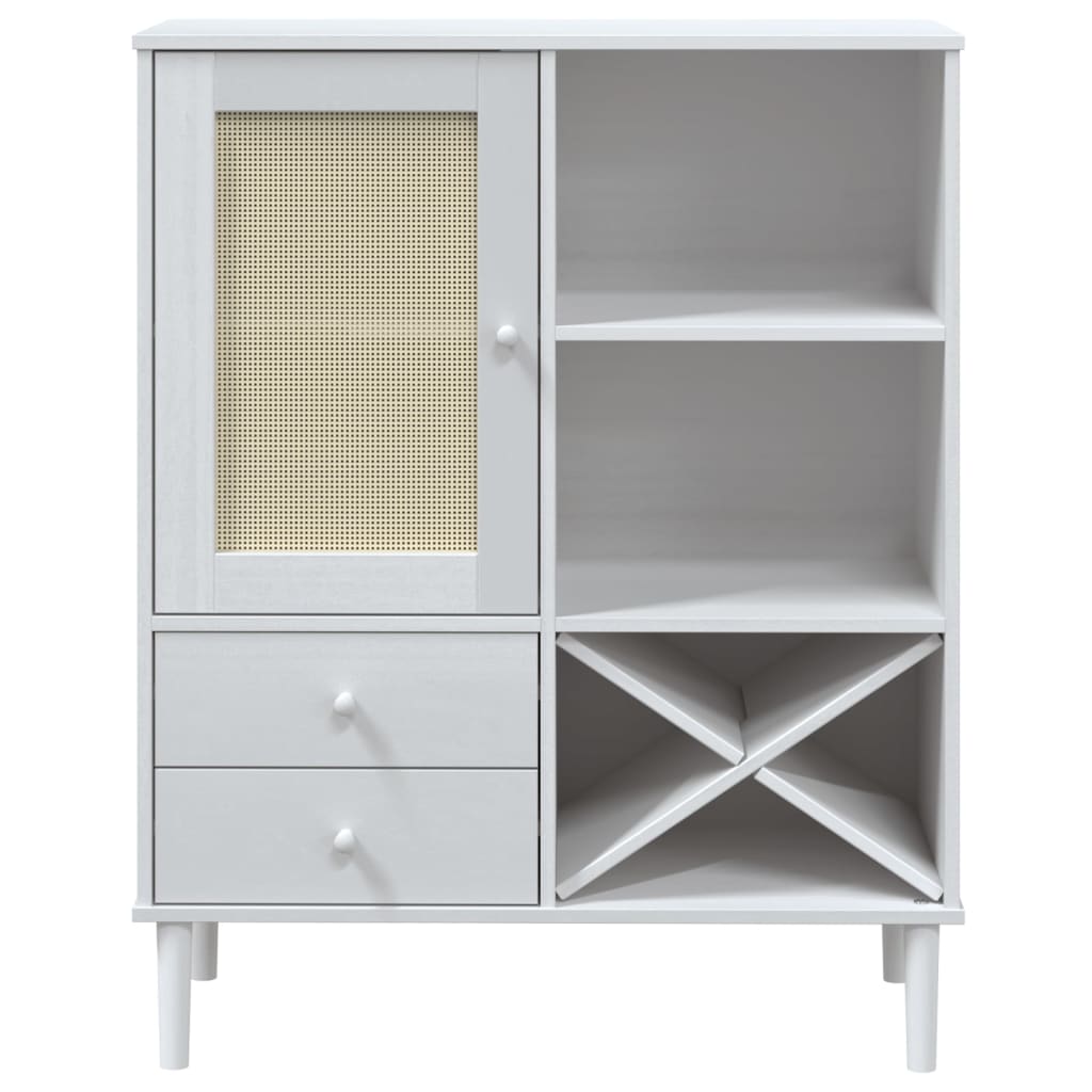 vidaXL Dulap înalt SENJA aspect ratan alb, 90x40x112cm, lemn masiv pin vidaXL Dulap înalt SENJA aspect ratan alb, 90x40x112cm, lemn masiv pin