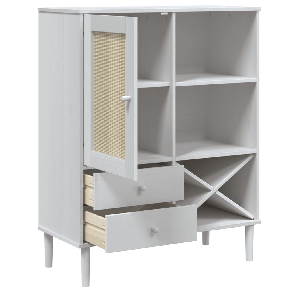 vidaXL Dulap înalt SENJA aspect ratan alb, 90x40x112cm, lemn masiv pin vidaXL Dulap înalt SENJA aspect ratan alb, 90x40x112cm, lemn masiv pin