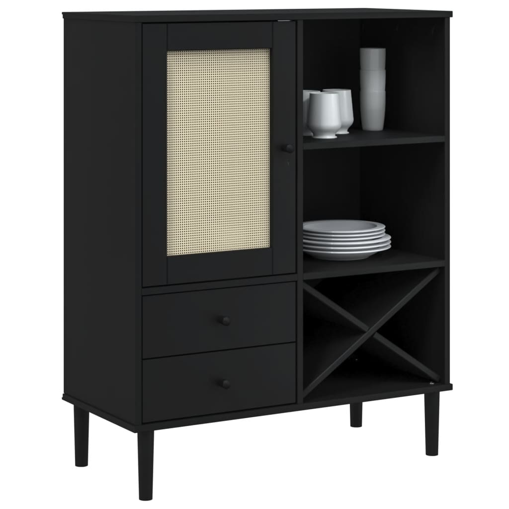 vidaXL Dulap înalt SENJA aspect ratan negru, 90x40x112cm vidaXL Dulap înalt SENJA aspect ratan negru, 90x40x112cm