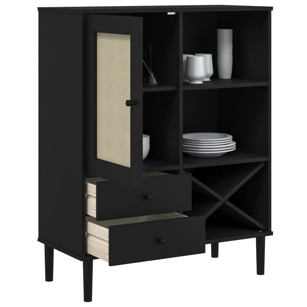 vidaXL Dulap înalt SENJA aspect ratan negru, 90x40x112cm vidaXL Dulap înalt SENJA aspect ratan negru, 90x40x112cm