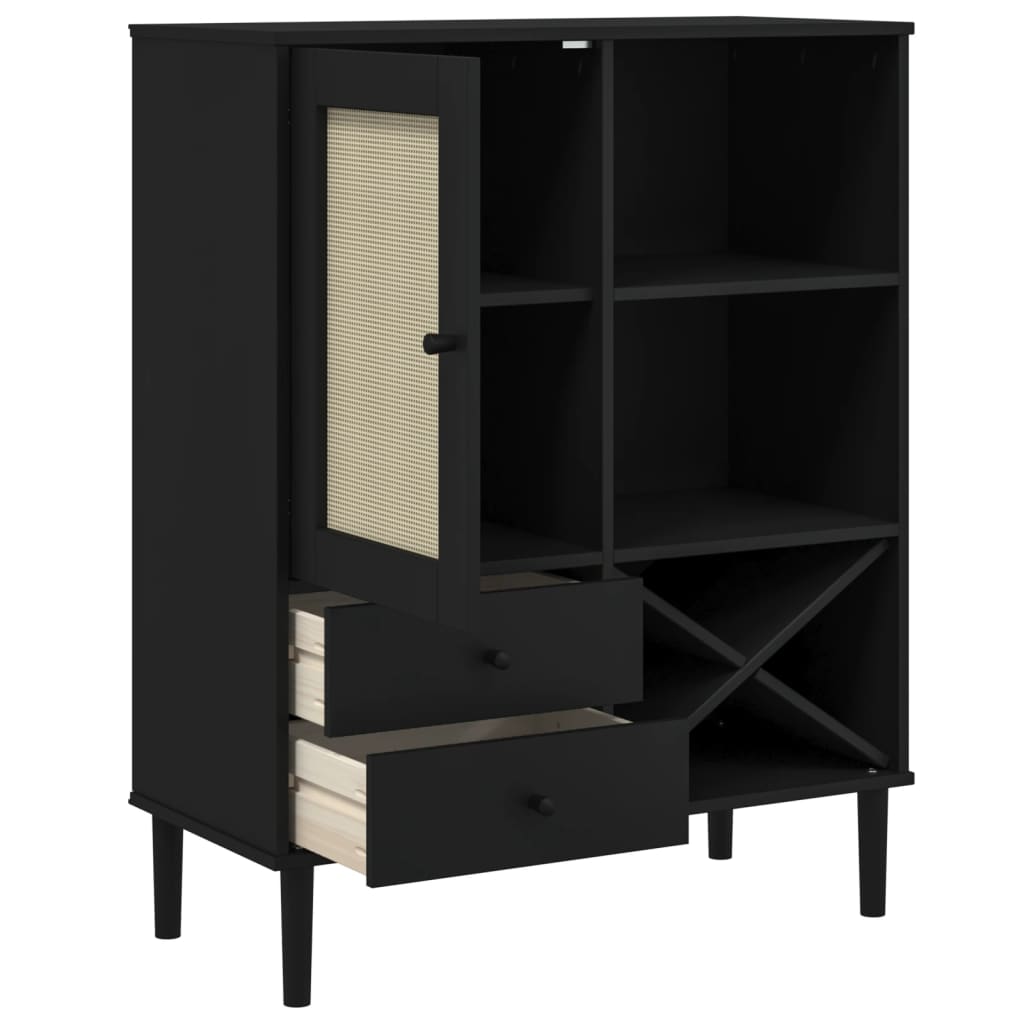 vidaXL Dulap înalt SENJA aspect ratan negru, 90x40x112cm vidaXL Dulap înalt SENJA aspect ratan negru, 90x40x112cm