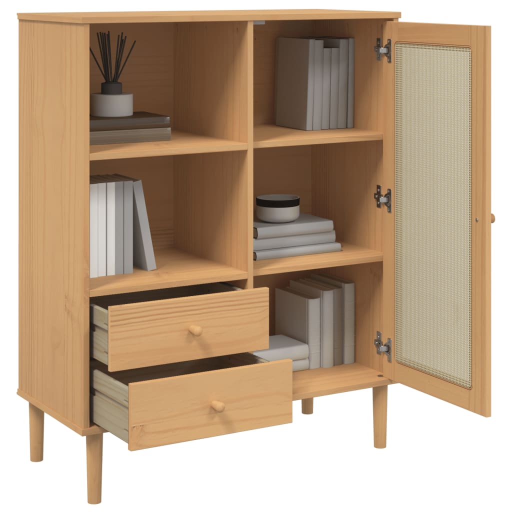 vidaXL Dulap înalt SENJA aspect ratan maro, 90x40x112cm vidaXL Dulap înalt SENJA aspect ratan maro, 90x40x112cm