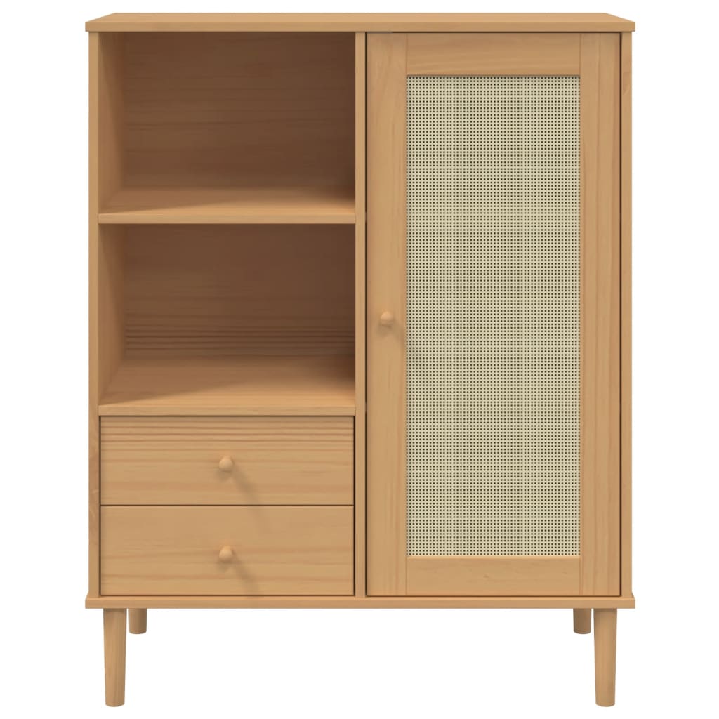 vidaXL Dulap înalt SENJA aspect ratan maro, 90x40x112cm vidaXL Dulap înalt SENJA aspect ratan maro, 90x40x112cm
