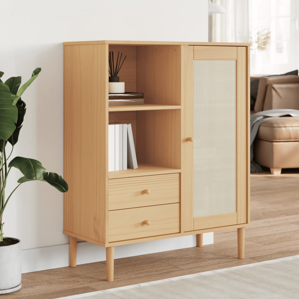 vidaXL Dulap înalt SENJA aspect ratan maro, 90x40x112cm vidaXL Dulap înalt SENJA aspect ratan maro, 90x40x112cm