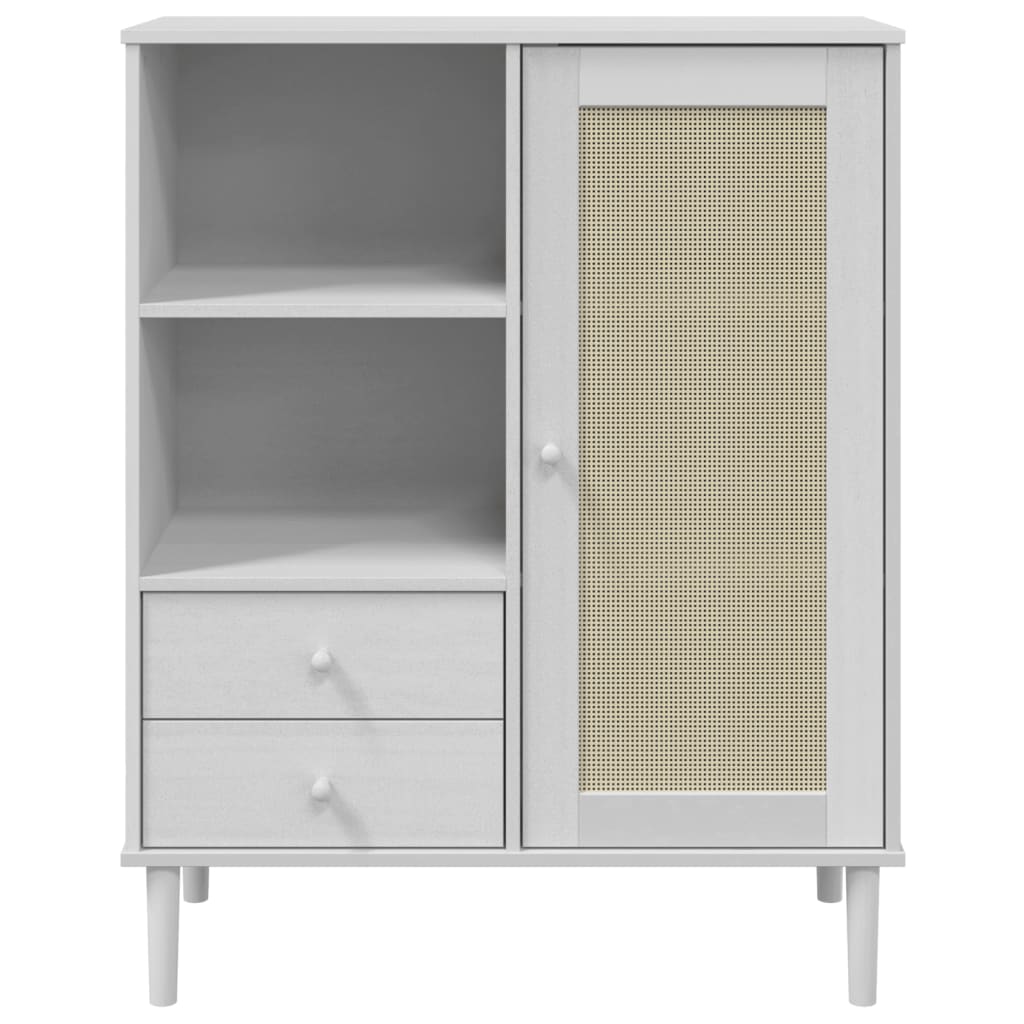 vidaXL Dulap înalt SENJA aspect ratan alb, 90x40x112cm, lemn masiv pin vidaXL Dulap înalt SENJA aspect ratan alb, 90x40x112cm, lemn masiv pin
