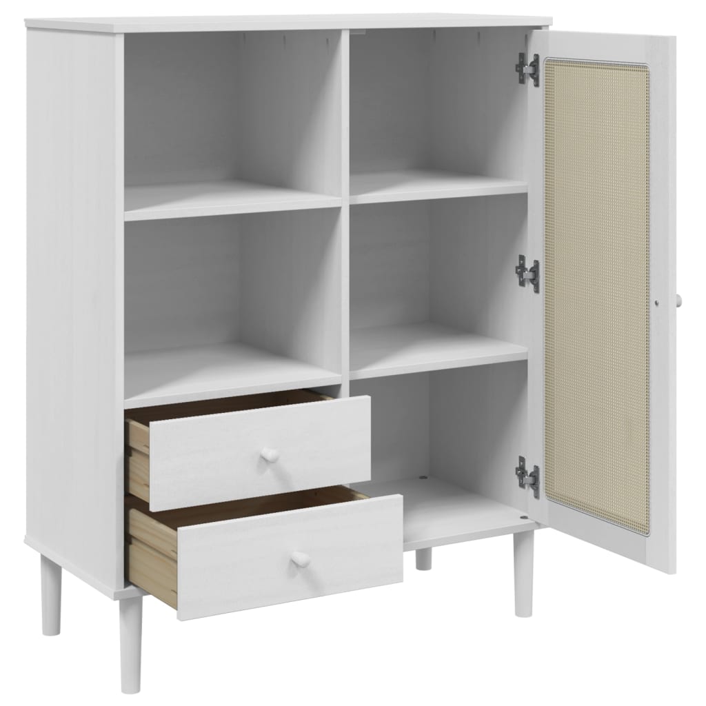 vidaXL Dulap înalt SENJA aspect ratan alb, 90x40x112cm, lemn masiv pin vidaXL Dulap înalt SENJA aspect ratan alb, 90x40x112cm, lemn masiv pin