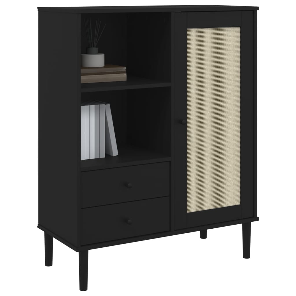 vidaXL Dulap înalt SENJA aspect ratan negru, 90x40x112cm vidaXL Dulap înalt SENJA aspect ratan negru, 90x40x112cm