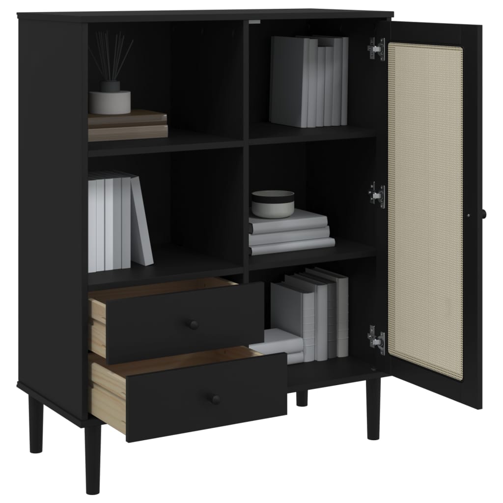vidaXL Dulap înalt SENJA aspect ratan negru, 90x40x112cm vidaXL Dulap înalt SENJA aspect ratan negru, 90x40x112cm