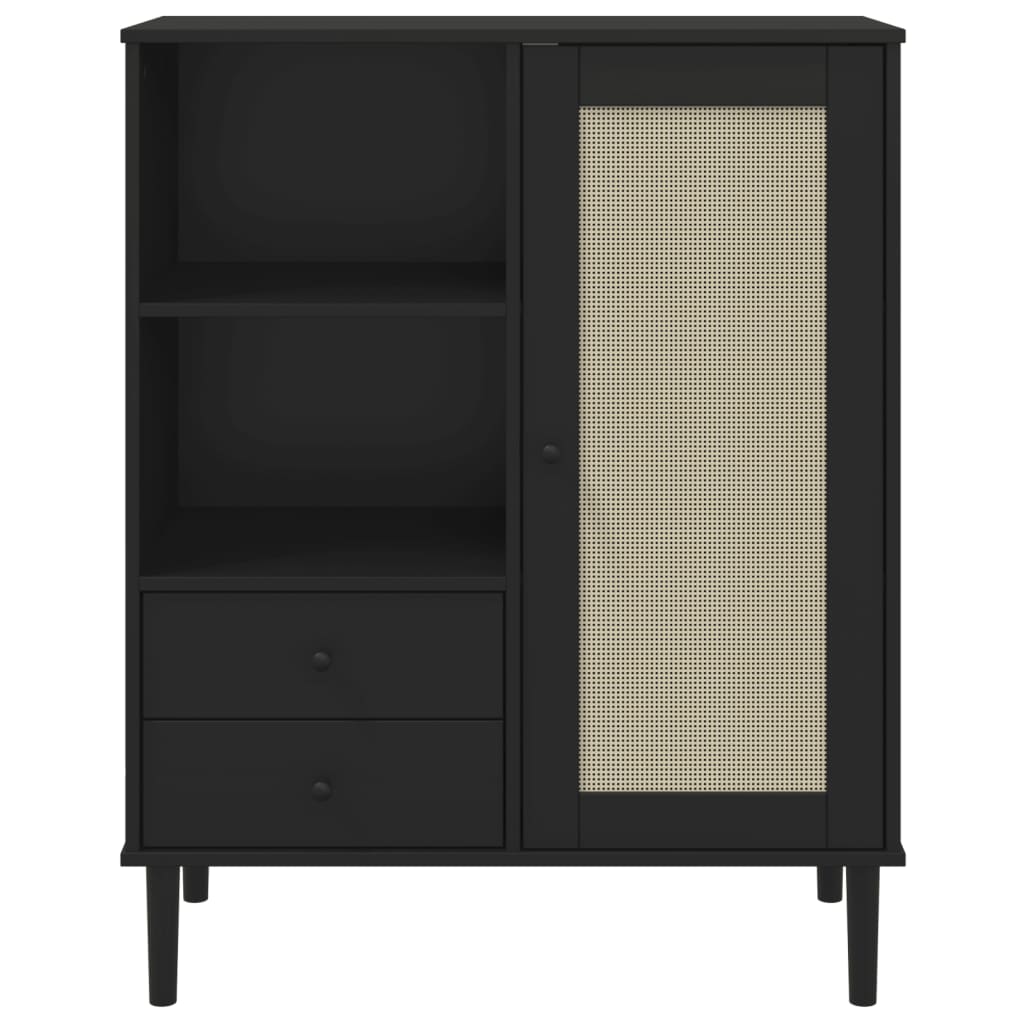 vidaXL Dulap înalt SENJA aspect ratan negru, 90x40x112cm vidaXL Dulap înalt SENJA aspect ratan negru, 90x40x112cm