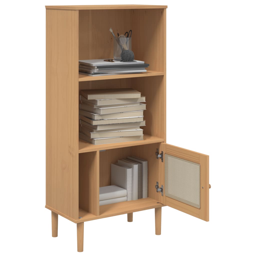 vidaXL Bibliotecă SENJA aspect ratan maro 60x35x130 cm lemn masiv pin