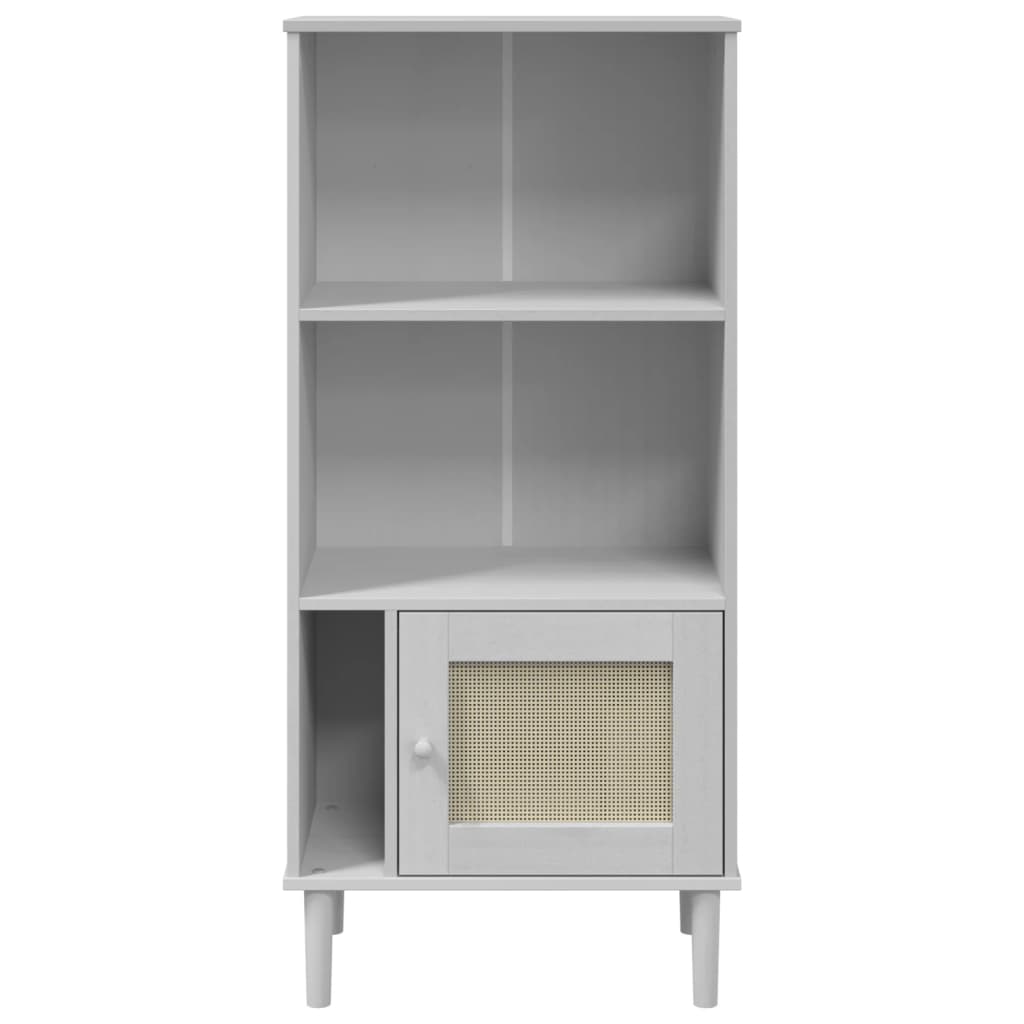 vidaXL Bibliotecă SENJA aspect ratan alb 60x35x130 cm lemn masiv pin