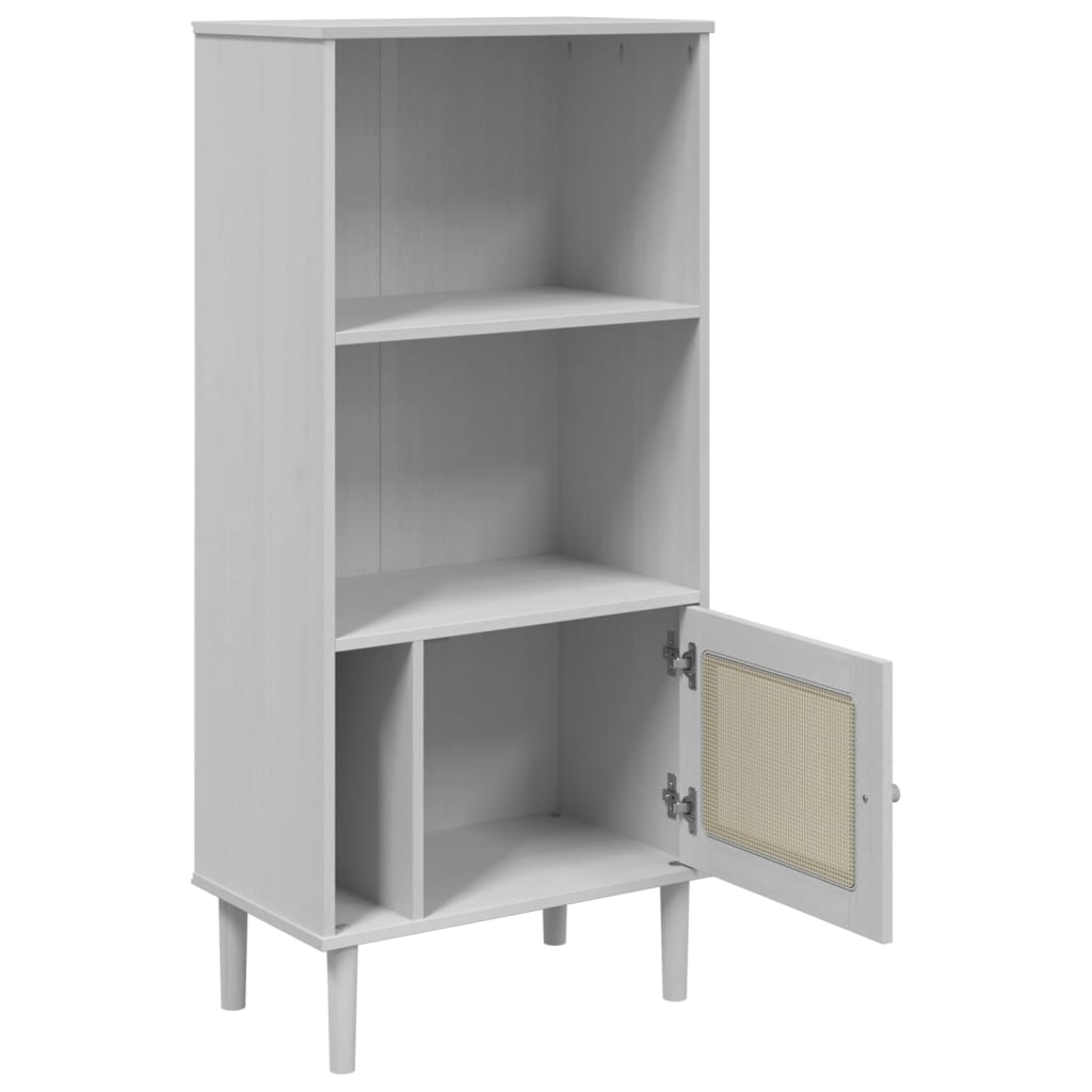 vidaXL Bibliotecă SENJA aspect ratan alb 60x35x130 cm lemn masiv pin