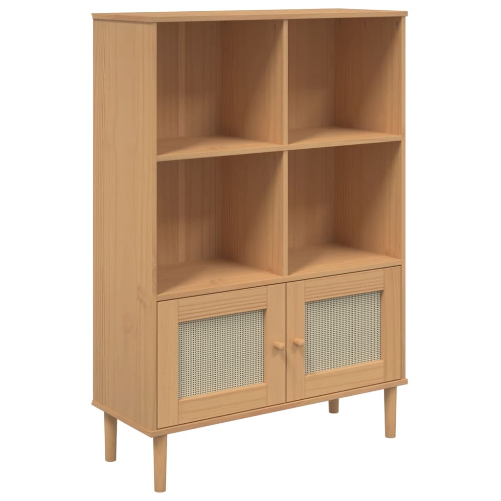 vidaXL Bibliotecă SENJA aspect ratan maro 90x35x130 cm lemn masiv pin