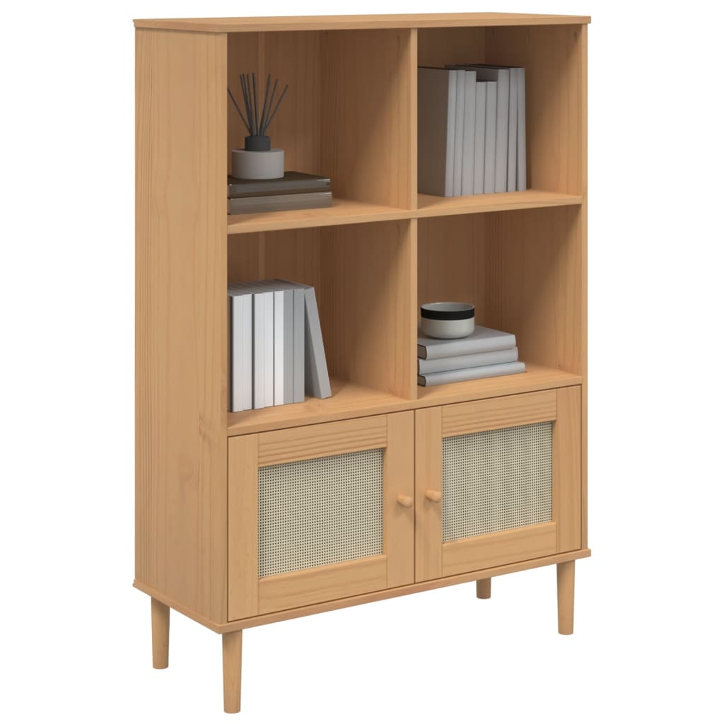vidaXL Bibliotecă SENJA aspect ratan maro 90x35x130 cm lemn masiv pin