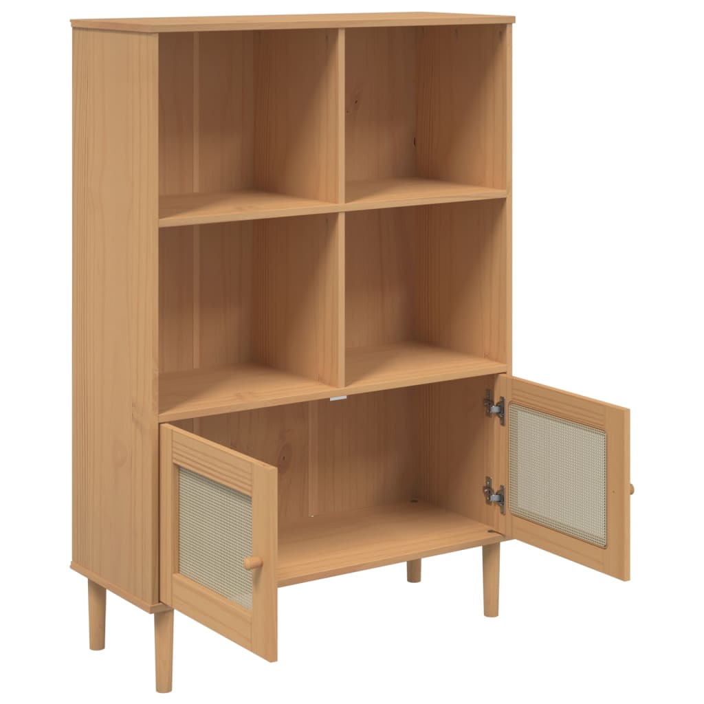 vidaXL Bibliotecă SENJA aspect ratan maro 90x35x130 cm lemn masiv pin