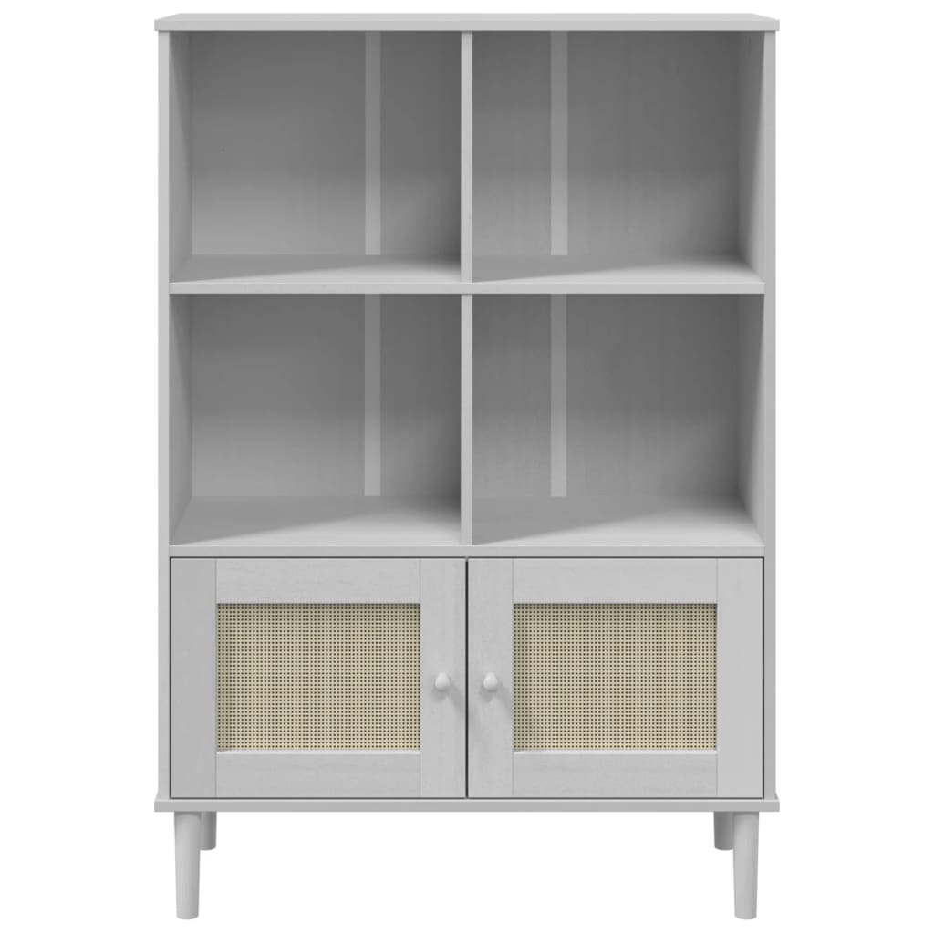 vidaXL Bibliotecă SENJA, aspect ratan alb, 90x35x130 cm lemn masiv pin