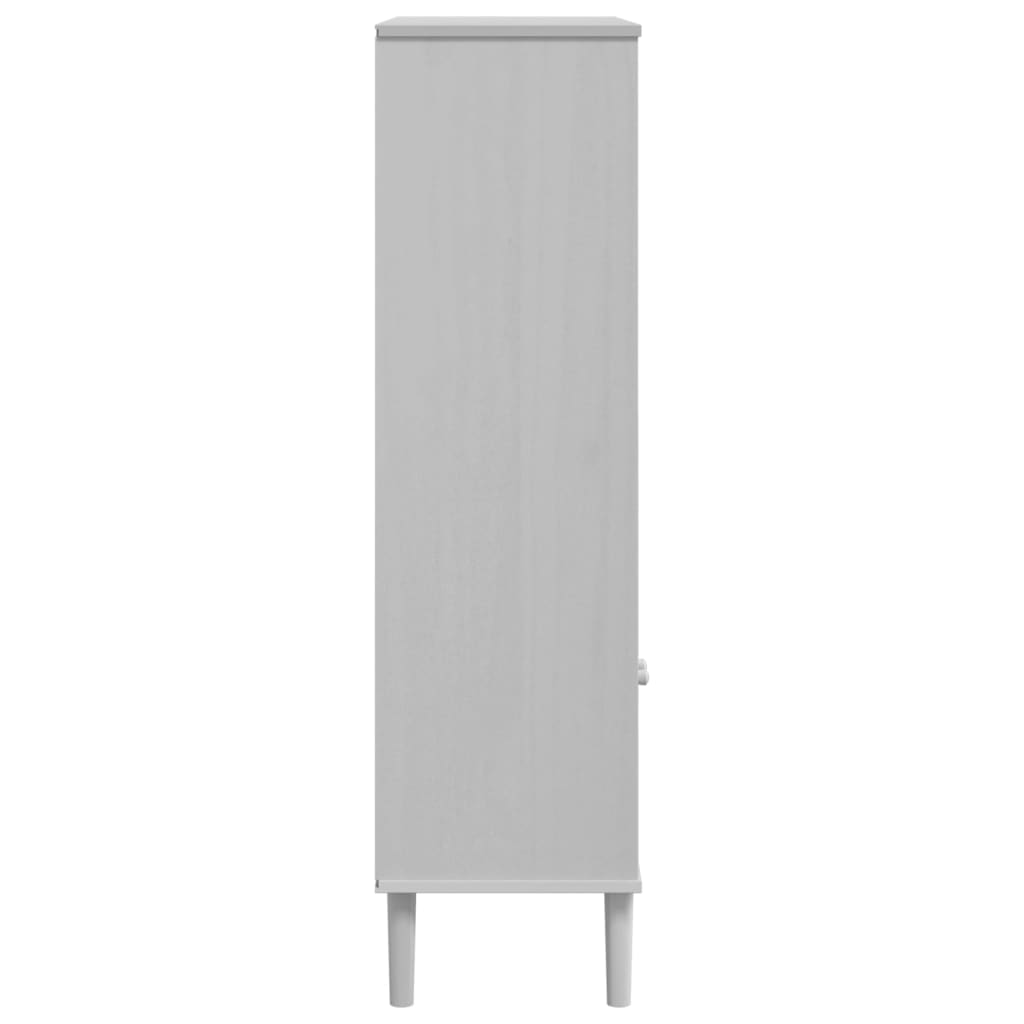 vidaXL Bibliotecă SENJA, aspect ratan alb, 90x35x130 cm lemn masiv pin