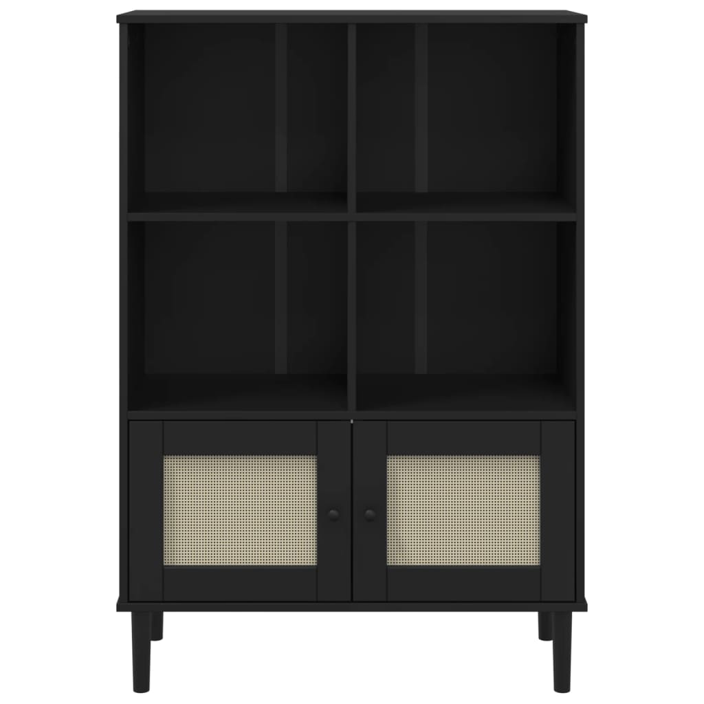 vidaXL Bibliotecă SENJA aspect ratan negru 90x35x130 cm lemn masiv pin