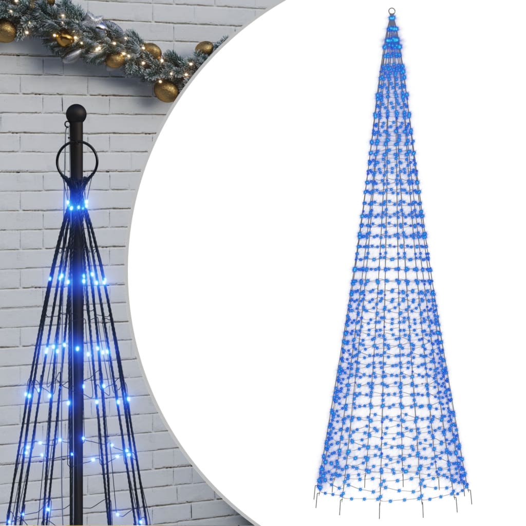 vidaXL Pom de Crăciun LED pe stâlp 1534 LED-uri Albastru 500 cm