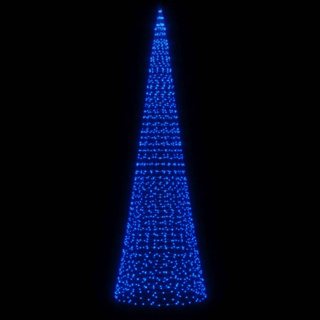 vidaXL Pom de Crăciun LED pe stâlp 1534 LED-uri Albastru 500 cm
