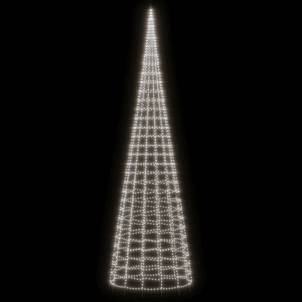 vidaXL Pom de Crăciun LED pe stâlp 3000 LED-uri Alb Rece 800 cm