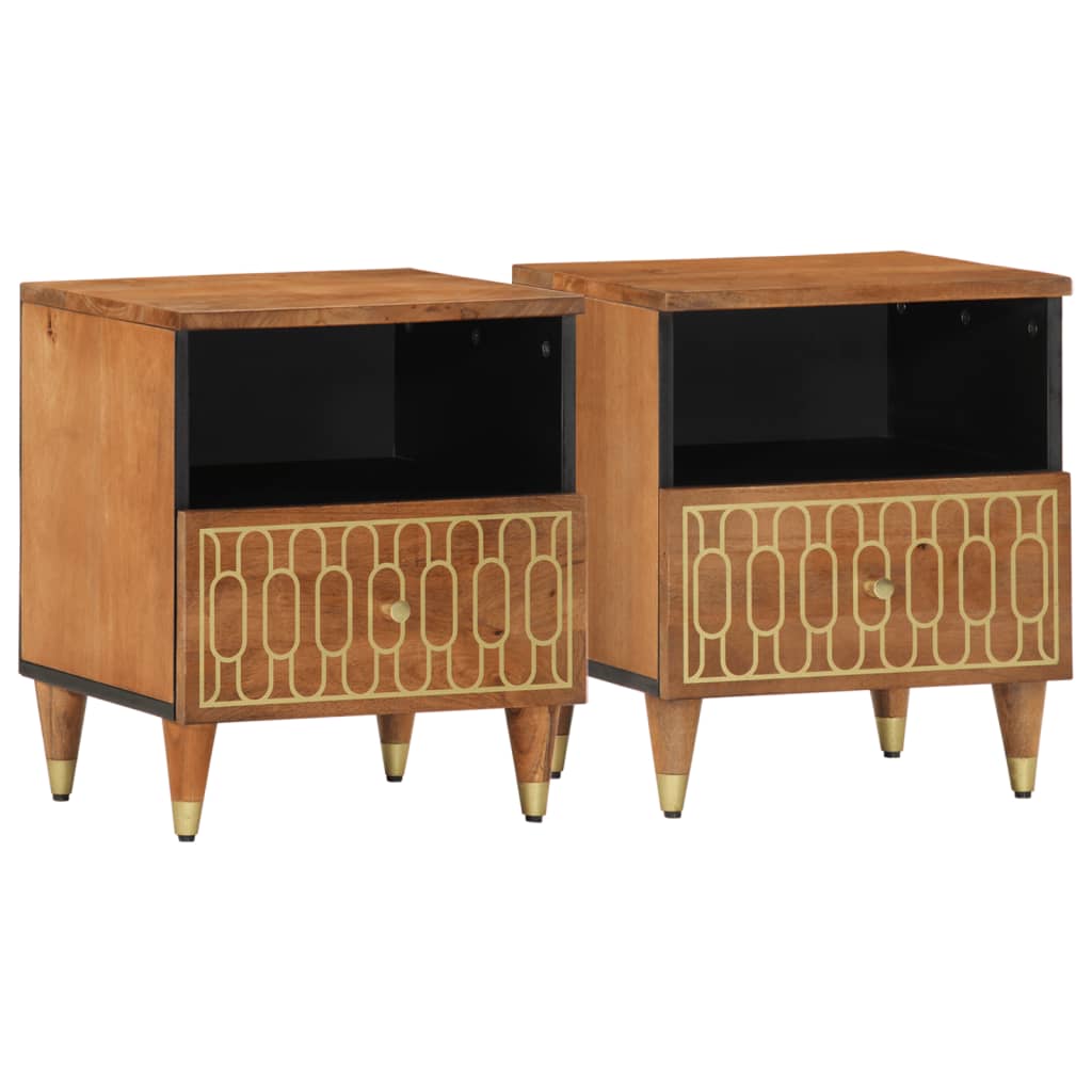 vidaXL Noptiere, 2 buc., 40x33x46 cm, lemn masiv de acacia vidaXL Noptiere, 2 buc., 40x33x46 cm, lemn masiv de acacia