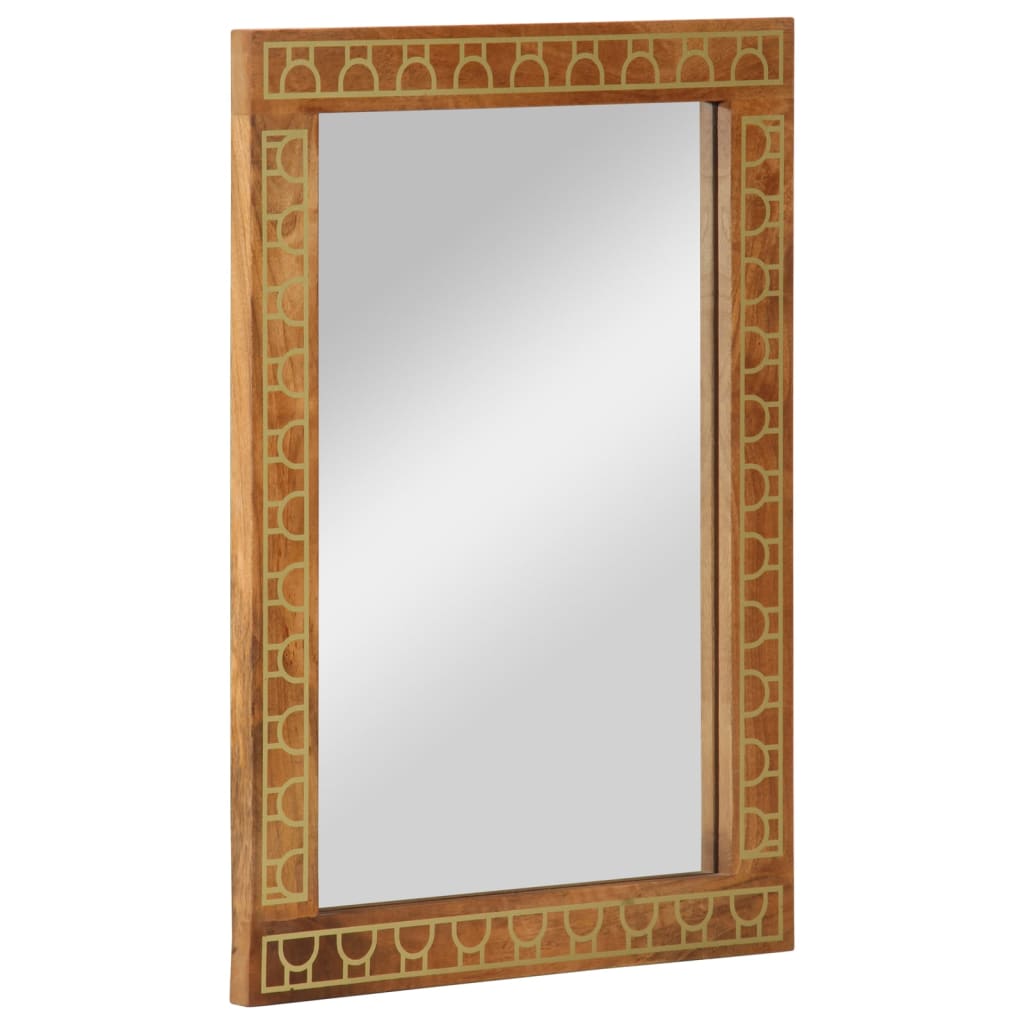 vidaXL Oglindă de baie, 50x70x2,5 cm, lemn masiv de mango și sticlă