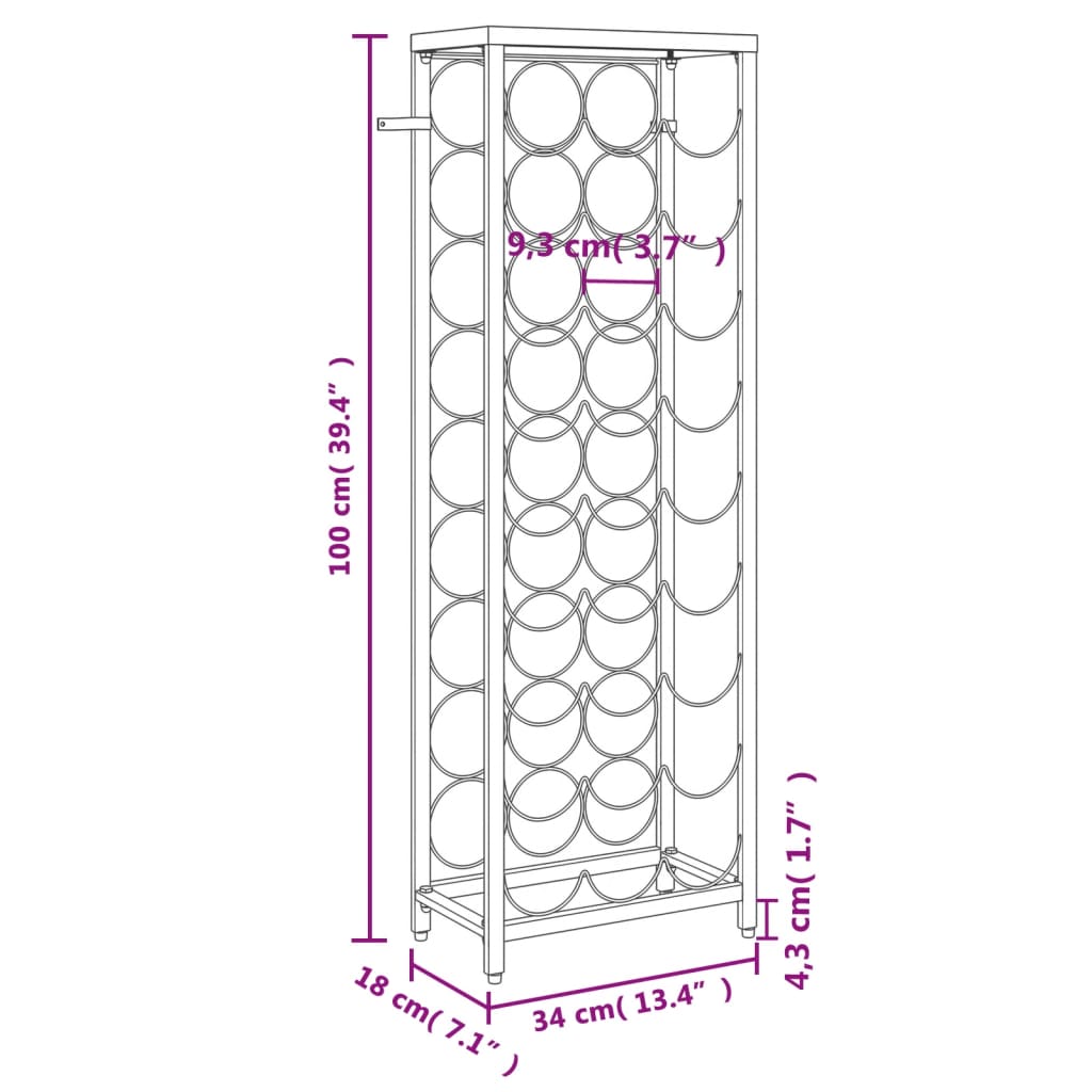 vidaXL Suport sticle vin 27 de sticle, negru 34x18x100 cm fier forjat vidaXL Suport sticle vin 27 de sticle, negru 34x18x100 cm fier forjat