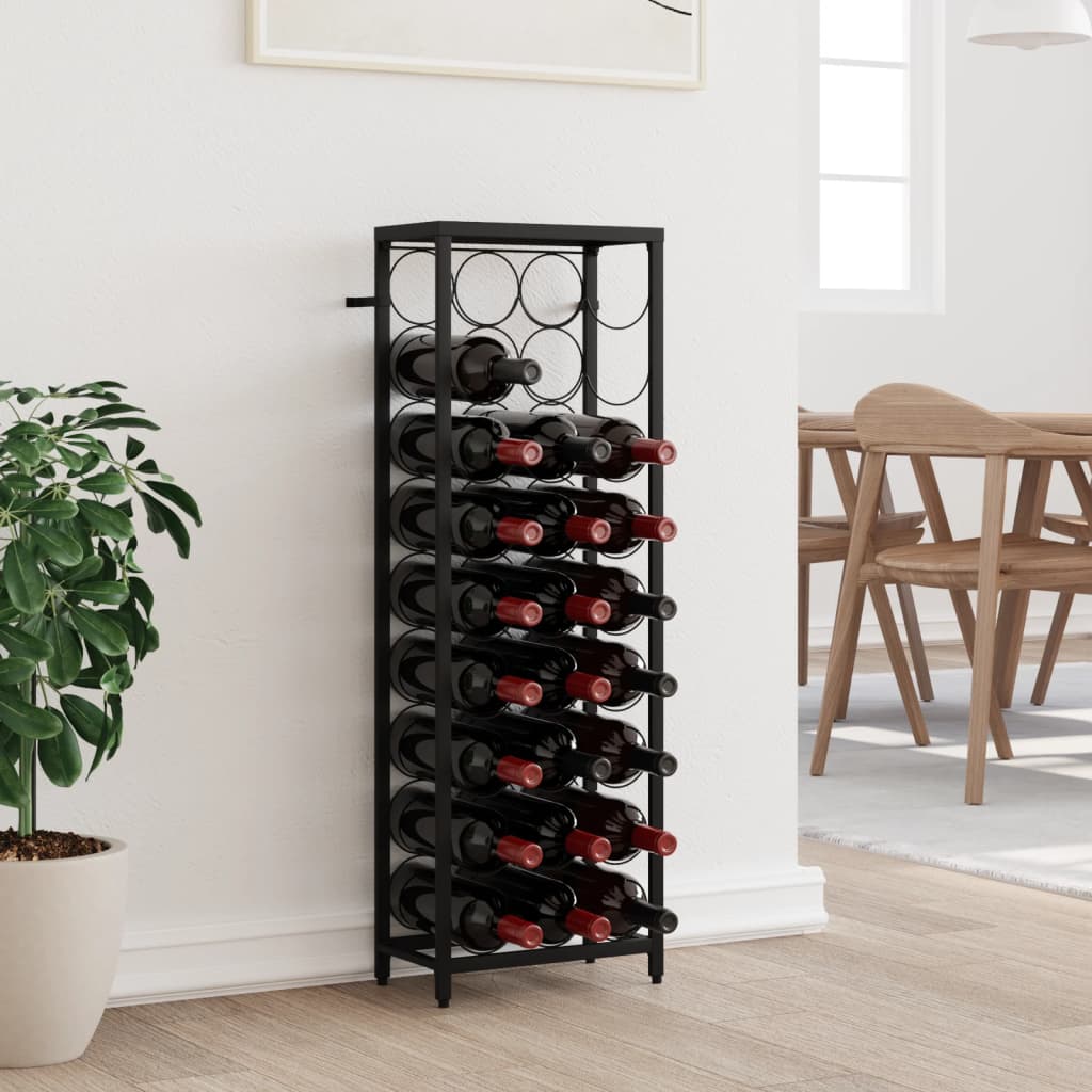 vidaXL Suport sticle vin 27 de sticle, negru 34x18x100 cm fier forjat vidaXL Suport sticle vin 27 de sticle, negru 34x18x100 cm fier forjat