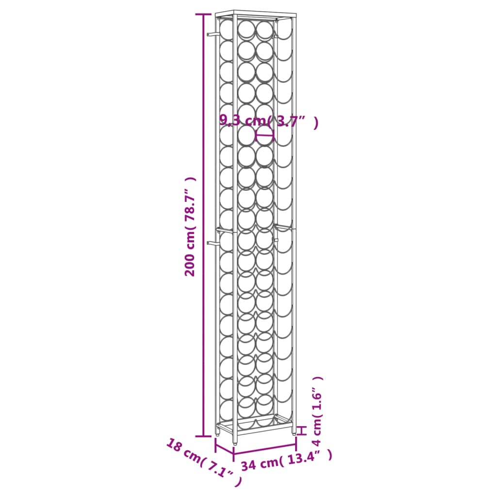 vidaXL Suport sticle vin 57 de sticle, negru 34x18x200 cm fier forjat vidaXL Suport sticle vin 57 de sticle, negru 34x18x200 cm fier forjat