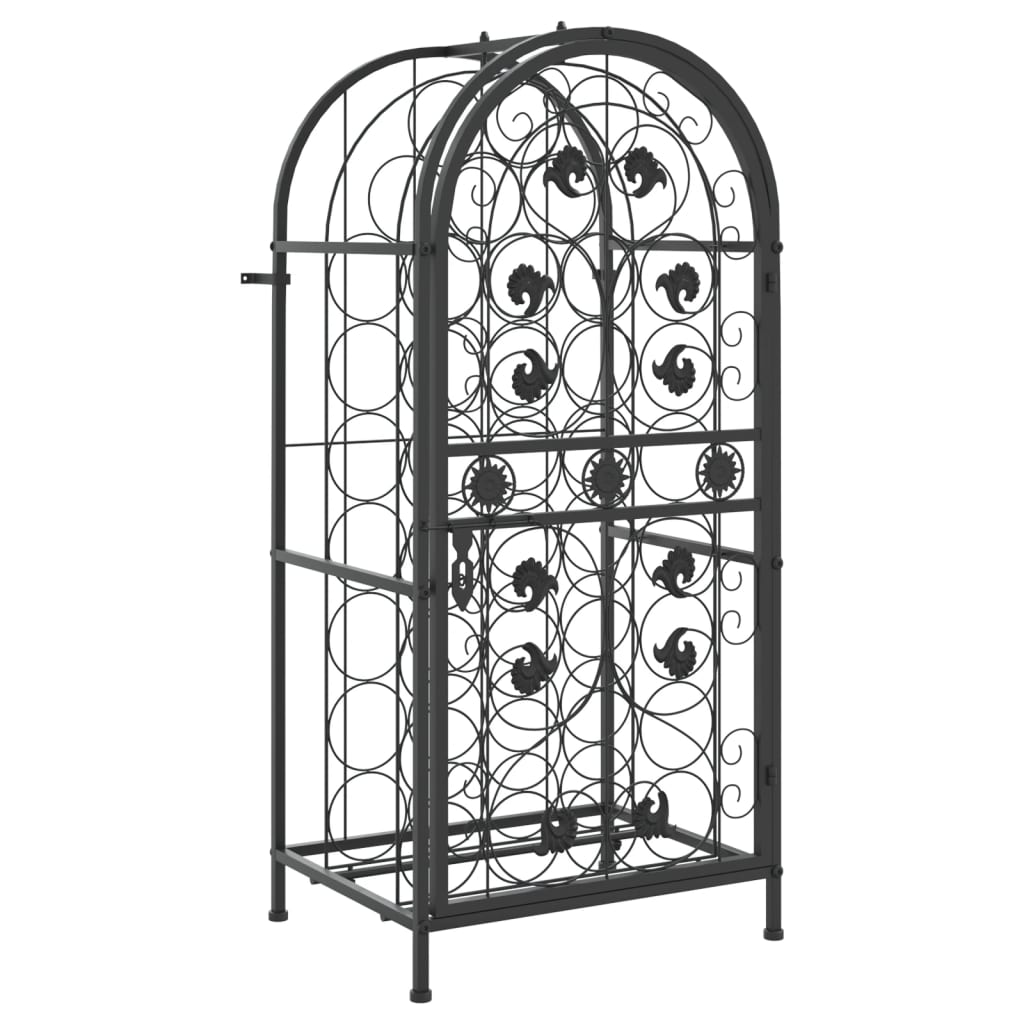 vidaXL Suport sticle vin 33 de sticle, negru 45x36x100 cm fier forjat vidaXL Suport sticle vin 33 de sticle, negru 45x36x100 cm fier forjat