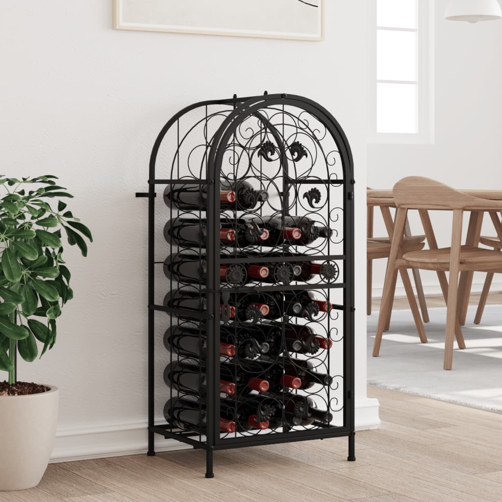 vidaXL Suport sticle vin 33 de sticle, negru 45x36x100 cm fier forjat vidaXL Suport sticle vin 33 de sticle, negru 45x36x100 cm fier forjat