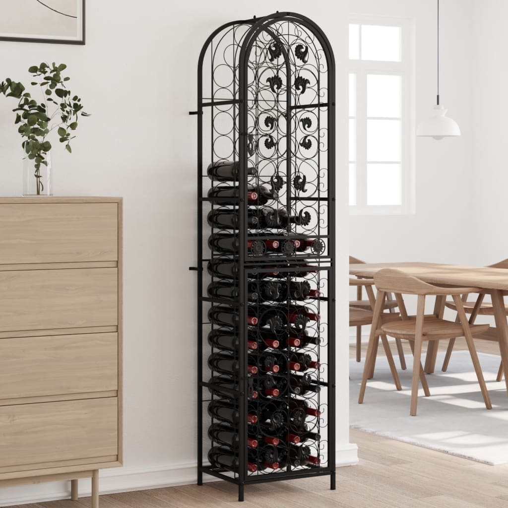 vidaXL Suport sticle vin 73 de sticle, negru 45x36x200 cm fier forjat vidaXL Suport sticle vin 73 de sticle, negru 45x36x200 cm fier forjat