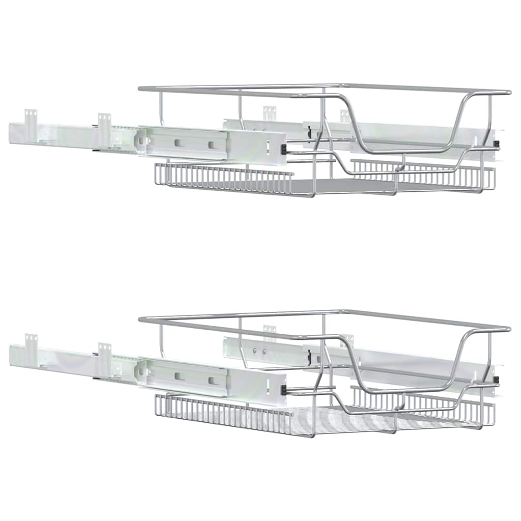 vidaXL Coșuri retractabile din sârmă, 2 buc., argintiu, 45 cm vidaXL Coșuri retractabile din sârmă, 2 buc., argintiu, 45 cm