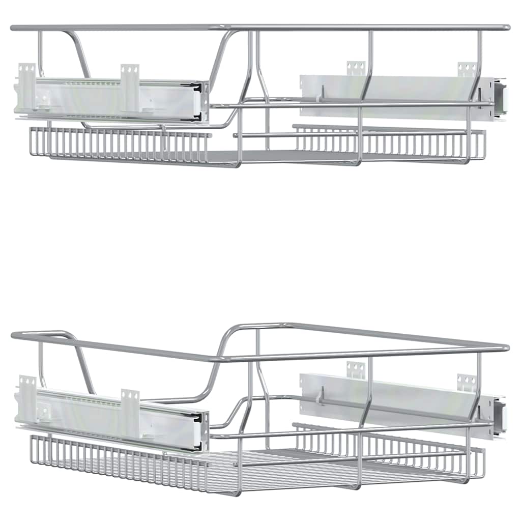 vidaXL Coșuri retractabile din sârmă, 2 buc., argintiu, 45 cm vidaXL Coșuri retractabile din sârmă, 2 buc., argintiu, 45 cm