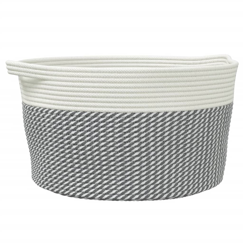 vidaXL Coș de depozitare, gri și alb, Ø40x25 cm, bumbac vidaXL Coș de depozitare, gri și alb, Ø40x25 cm, bumbac