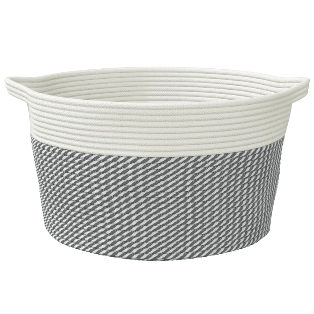 vidaXL Coș de depozitare, gri și alb, Ø40x25 cm, bumbac vidaXL Coș de depozitare, gri și alb, Ø40x25 cm, bumbac