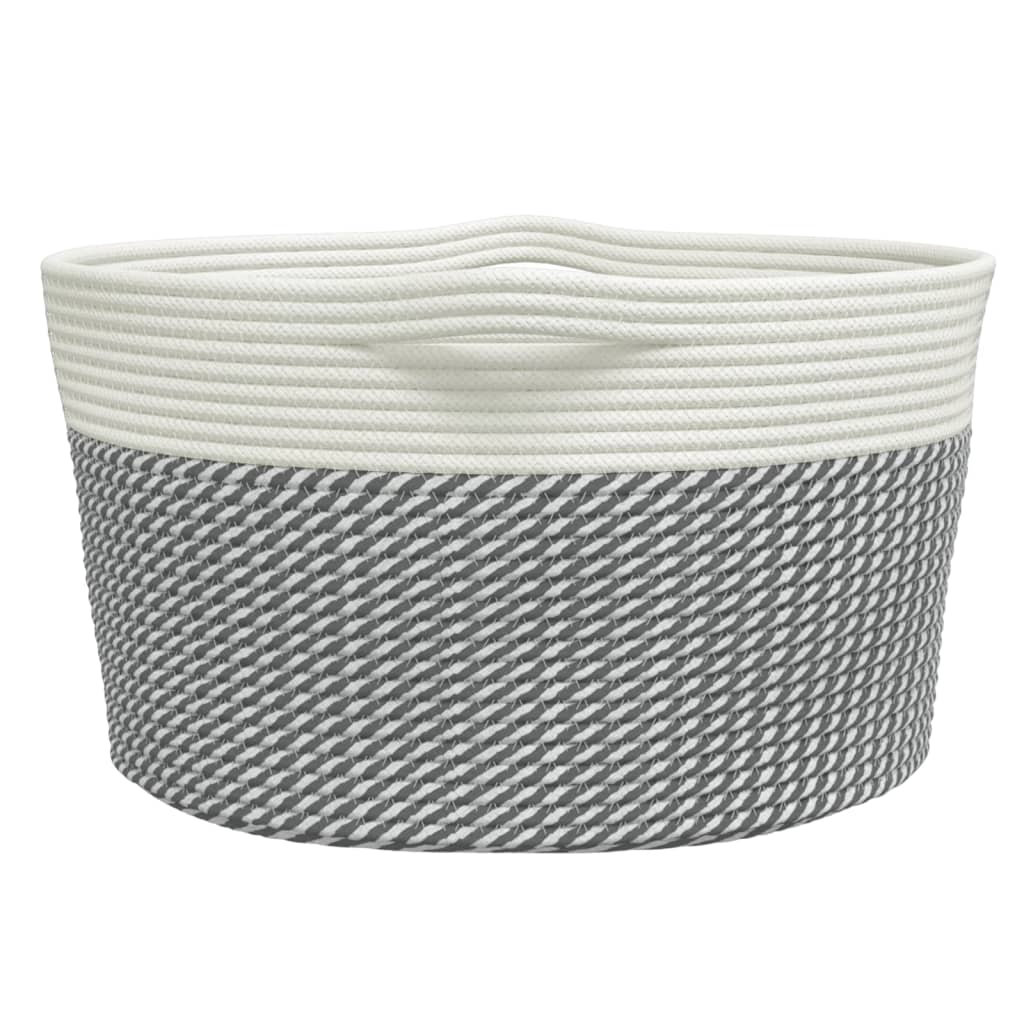 vidaXL Coș de depozitare, gri și alb, Ø40x25 cm, bumbac vidaXL Coș de depozitare, gri și alb, Ø40x25 cm, bumbac