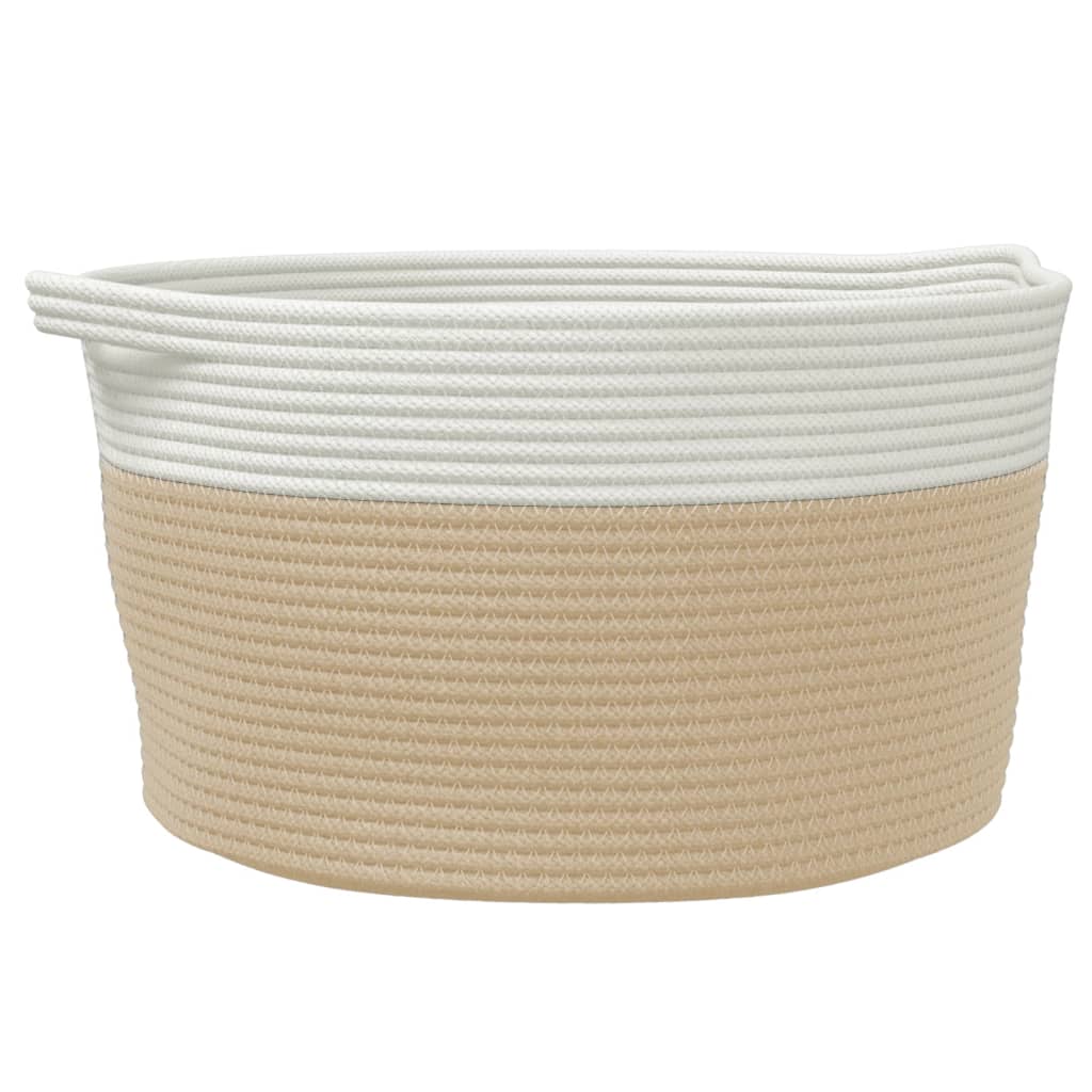 vidaXL Coș de depozitare, bej și alb, Ø40x25 cm, bumbac vidaXL Coș de depozitare, bej și alb, Ø40x25 cm, bumbac