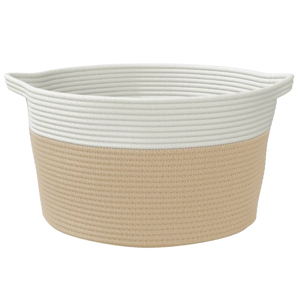 vidaXL Coș de depozitare, bej și alb, Ø40x25 cm, bumbac vidaXL Coș de depozitare, bej și alb, Ø40x25 cm, bumbac