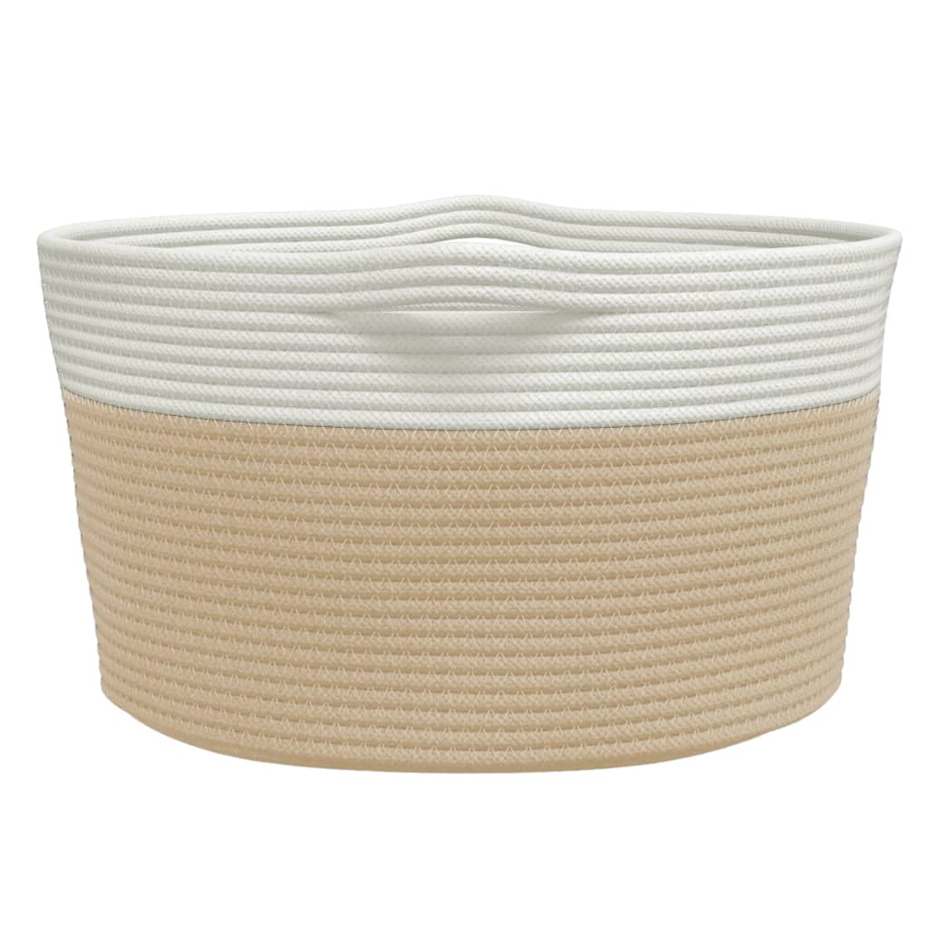 vidaXL Coș de depozitare, bej și alb, Ø40x25 cm, bumbac vidaXL Coș de depozitare, bej și alb, Ø40x25 cm, bumbac